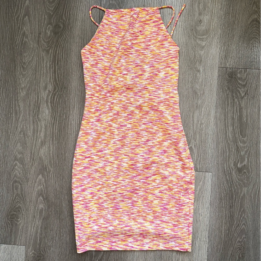 pink and yellow ribbed bodycon - White Fox